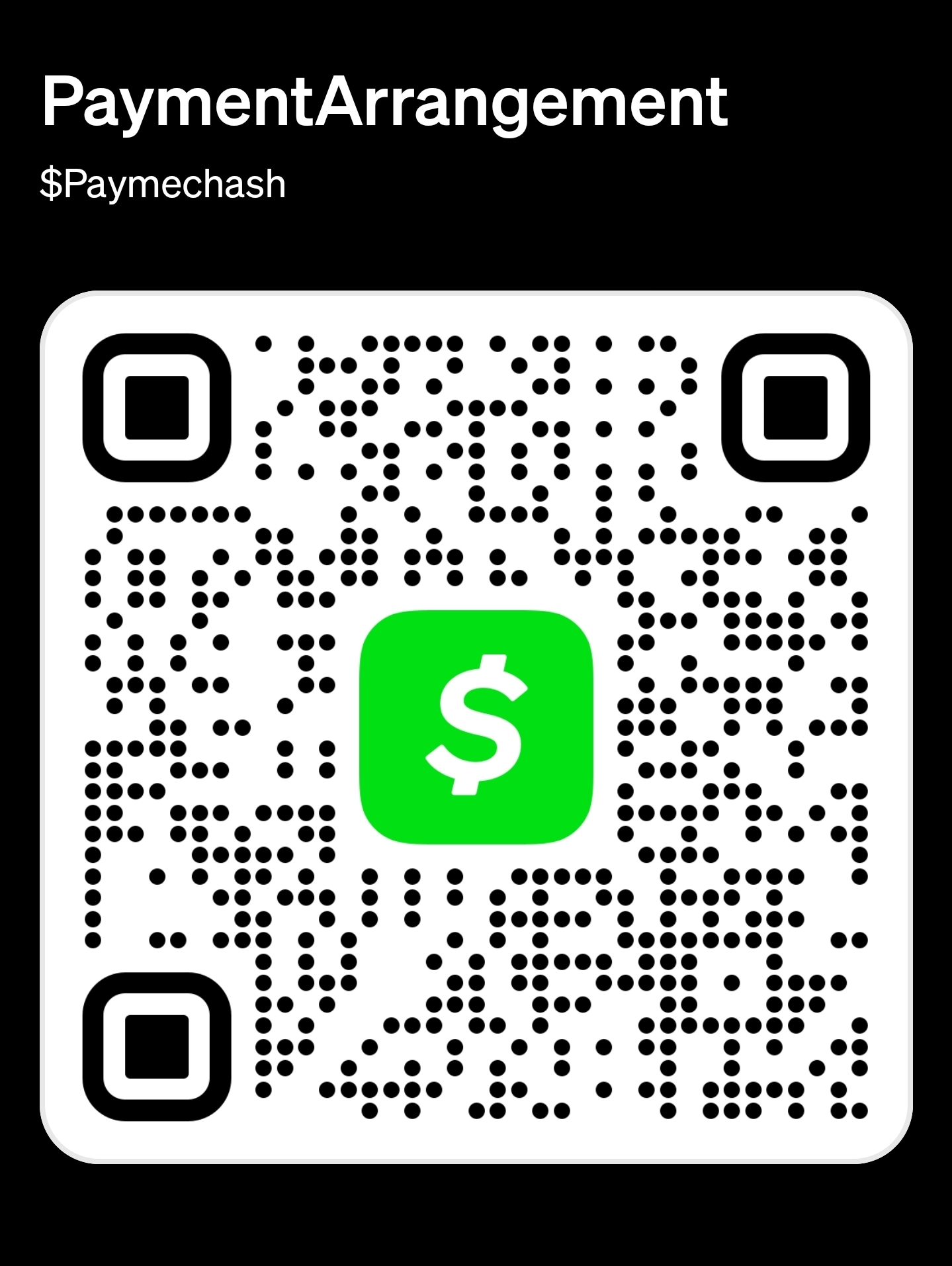 Cash App QR code for donating to Charisma Tumaini